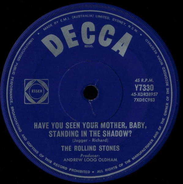 The Rolling Stones – Have You Seen Your Mother, Baby, Standing In The Shadow? / Who's Driving Your Plane (VG+/Generic) – 7", AU 1966