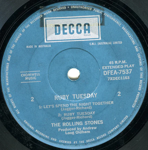 The Rolling Stones – Ruby Tuesday (VG/VG) – 7", AU 1967 - Image 4