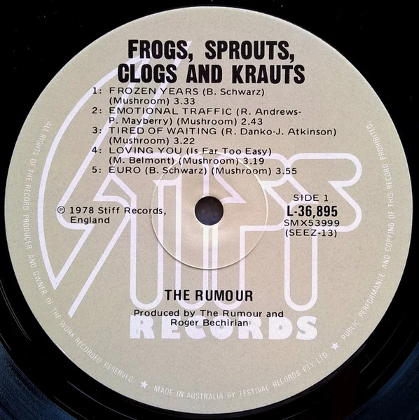 The Rumour – Frogs Sprouts Clogs And Krauts (NM/VG+) – LP, AU 1978 - Image 5