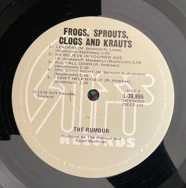The Rumour – Frogs Sprouts Clogs And Krauts (NM/VG+) – LP, AU 1978 - Image 6