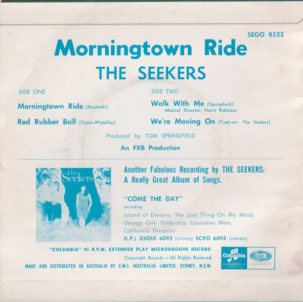 The Seekers – Morningtown Ride (VG/VG) – 7", AU 1966 - Image 2