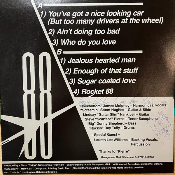 The Sensational Rocket 88's – Under The Influence (VG+/VG+) – LP, AU 1985 - Image 2