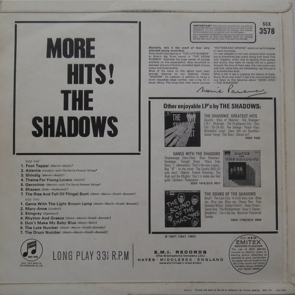 The Shadows – More Hits! The Shadows (VG+/VG+) – LP, UK 1965 - Image 2
