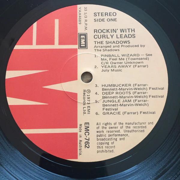 The Shadows – Rockin' With Curly Leads (VG+/VG+) – LP, AU 1973 - Image 3