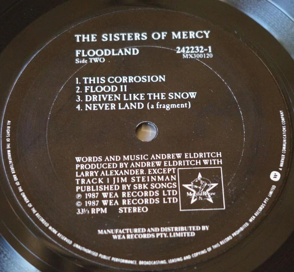The Sisters Of Mercy – Floodland (E/VG+) – LP, AU 1987 - Image 3