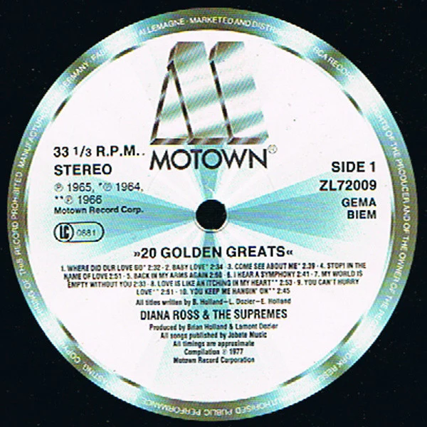 The Supremes – 20 Golden Greats (VG+/VG+) – LP, EU 1984 - Image 3