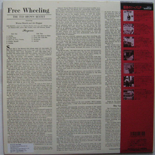 The Ted Brown Sextet, Warne Marsh, Art Pepper – Free Wheeling (E/NM) – LP, JP 1991, With OBI - Image 2