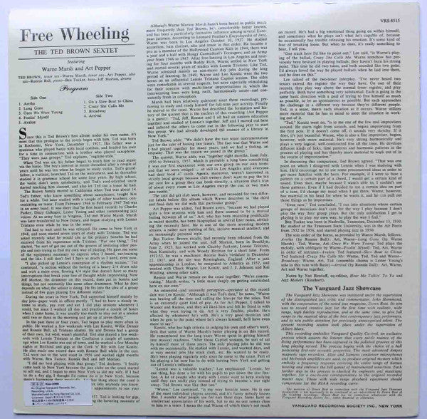 The Ted Brown Sextet, Warne Marsh, Art Pepper – Free Wheeling (E/NM) – LP, JP 1991, With OBI - Image 5