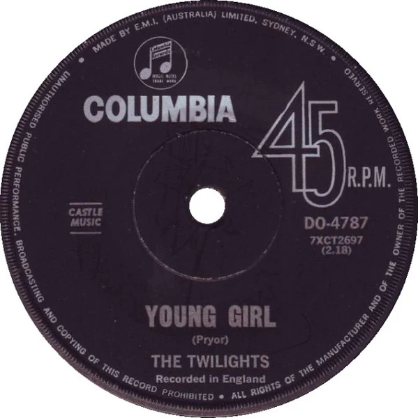 The Twilights – Young Girl / Time And Motion Study Man (VG+/Generic) – 7", AU 1967