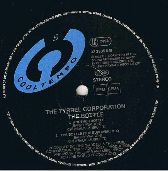 The Tyrrel Corporation – The Bottle (VG/VG+) – 12", EU 1992 - Image 3