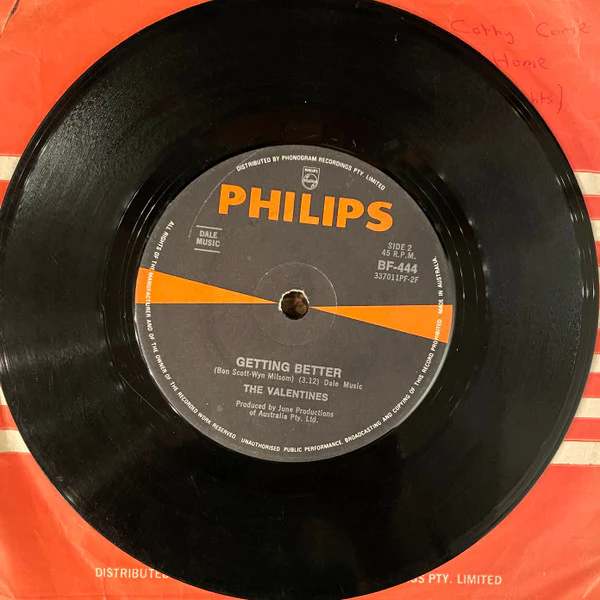 The Valentines – Nick Nack Paddy Whack (VG+/Generic) – 7", AU 1969 - Image 2