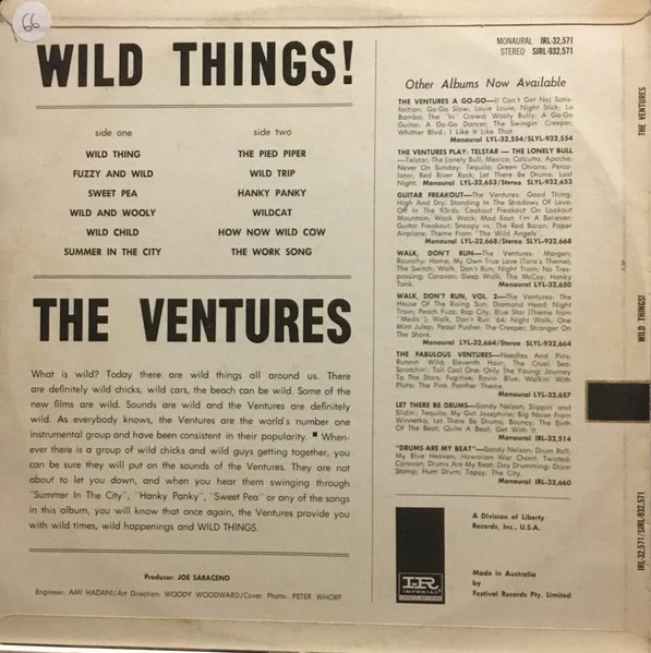 The Ventures – Wild Things! (VG/VG) – LP, AU - Image 2