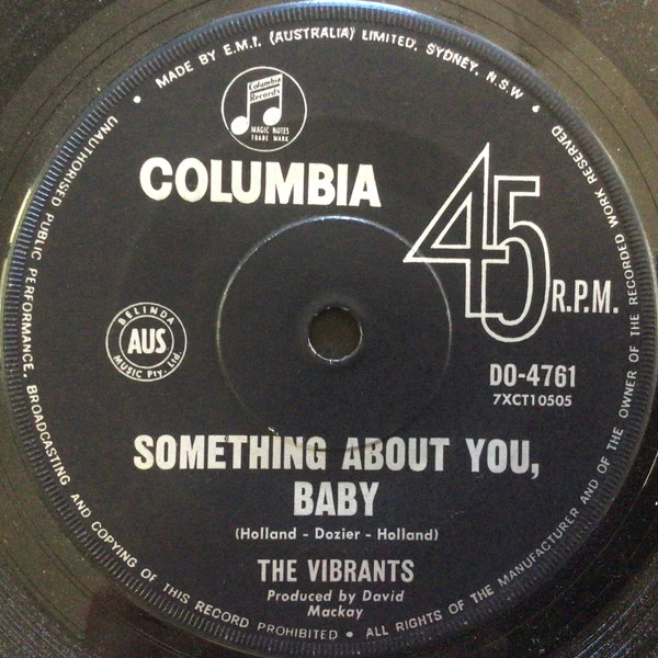 The Vibrants – Danger Zone / Something About You, Baby (E/Generic) – 7", AU 1967 - Image 2