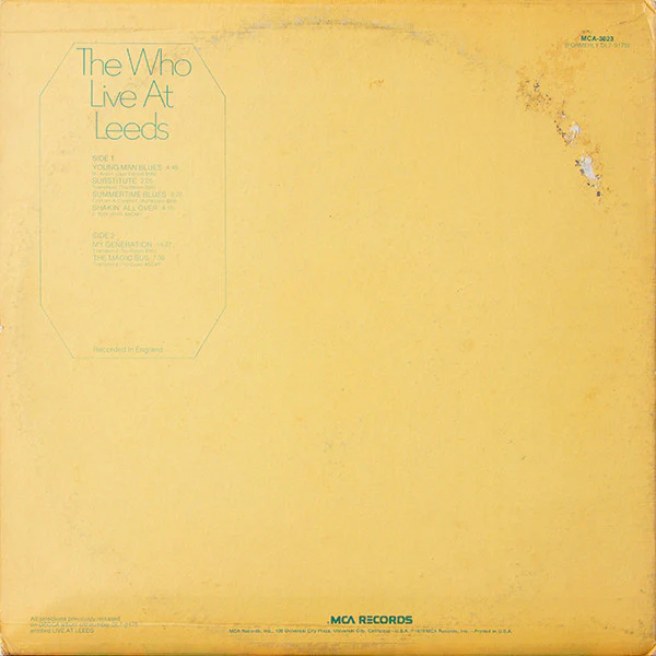 The Who – Live At Leeds (VG+/E) – LP, US 1980 - Image 2