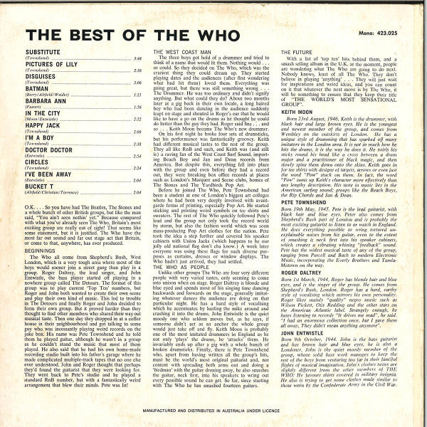 The Who – The Best Of The Who (G+/VG) – LP, AU - Image 2