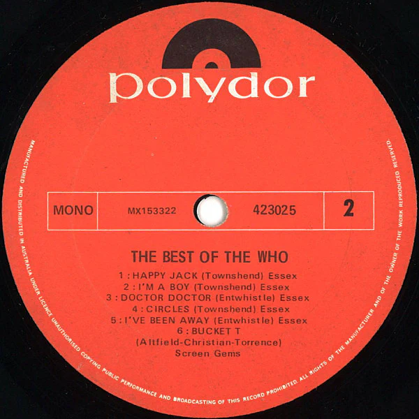 The Who – The Best Of The Who (G+/VG) – LP, AU - Image 4