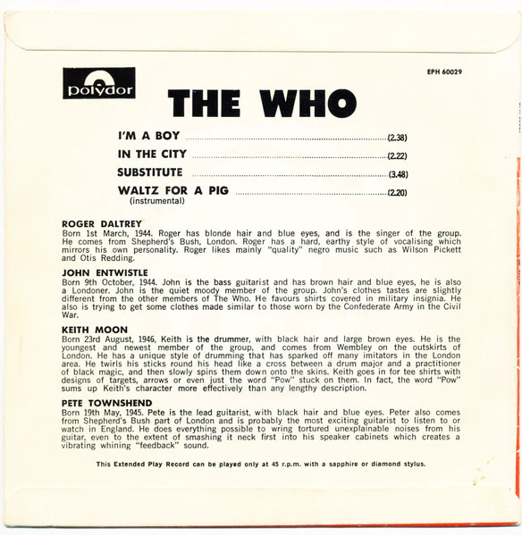 The Who – The Who (G+/VG) – 7", AU 1967 - Image 2