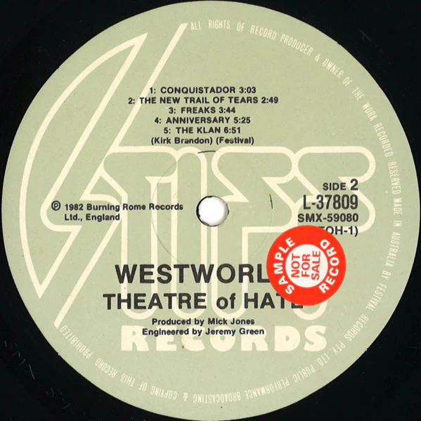 Theatre Of Hate – Westworld (VG+/VG) – LP, AU 1982 - Image 4
