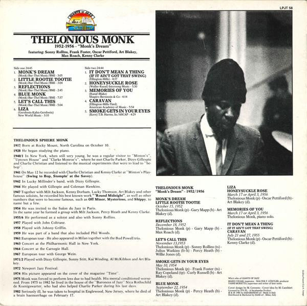 Thelonious Monk – Monk's Dream (VG+/VG+) – LP, IT 1986 - Image 2