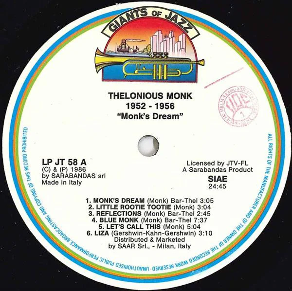 Thelonious Monk – Monk's Dream (VG+/VG+) – LP, IT 1986 - Image 3