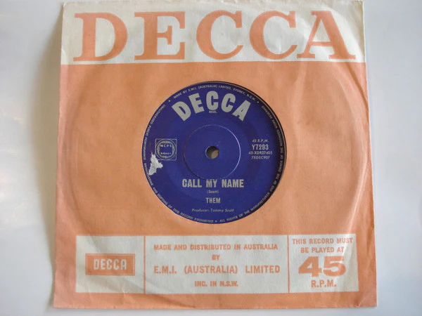 Them – Call My Name (VG+/Generic) – 7", AU 1966