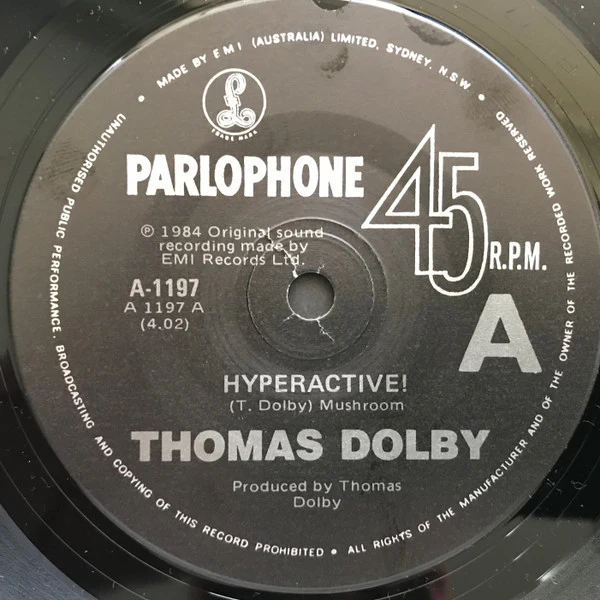 Thomas Dolby – Hyperactive! (VG+/VG+) – 7", AU 1984 - Image 3