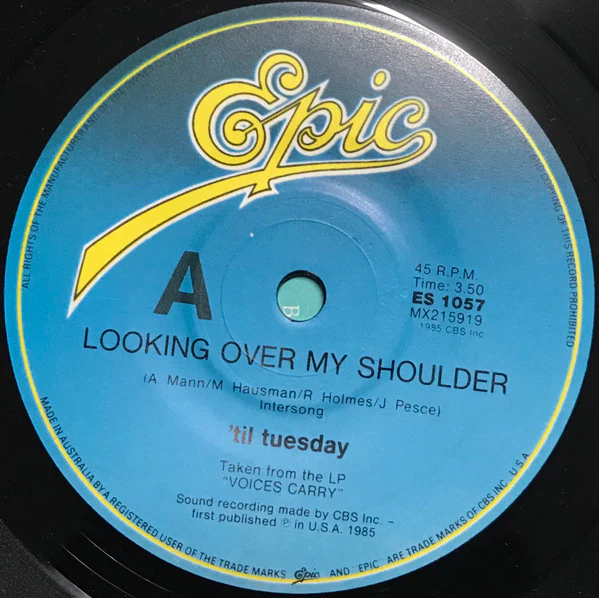 'Til Tuesday – Looking Over My Shoulder (E/VG+) – 7", AU 1985 - Image 3