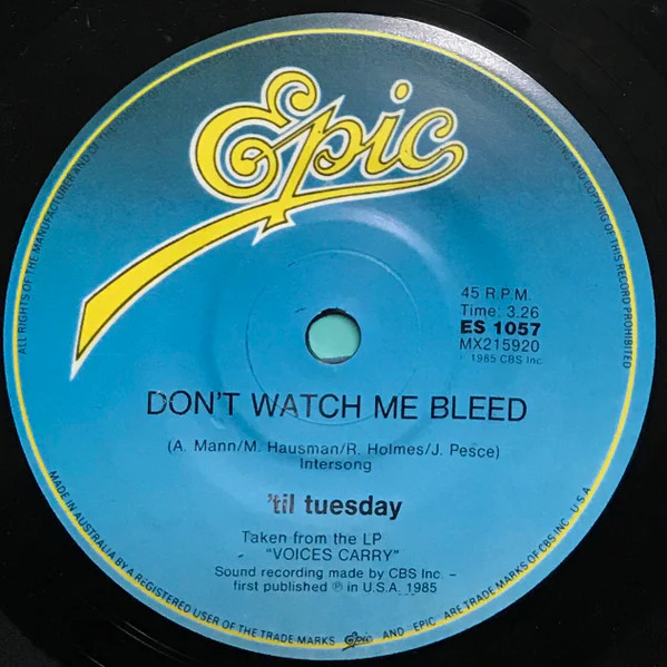 'Til Tuesday – Looking Over My Shoulder (E/VG+) – 7", AU 1985 - Image 4