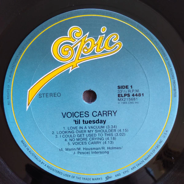 'Til Tuesday – Voices Carry (VG+/VG+) – LP, AU 1985 - Image 5