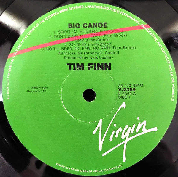 Tim Finn – Big Canoe (VG/VG) – LP, AU 1986 - Image 3