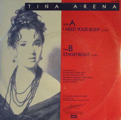 Tina Arena – I Need Your Body (VG+/VG) – 7", AU 1990 - Image 2