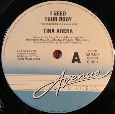 Tina Arena – I Need Your Body (VG+/VG) – 7", AU 1990 - Image 3