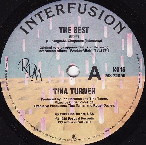 Tina Turner – The Best (VG/VG+) – 7", AU 1989 - Image 3