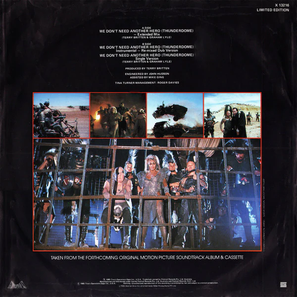 Tina Turner – We Don't Need Another Hero (Thunderdome) (VG+/VG) – 12", AU 1985 - Image 2