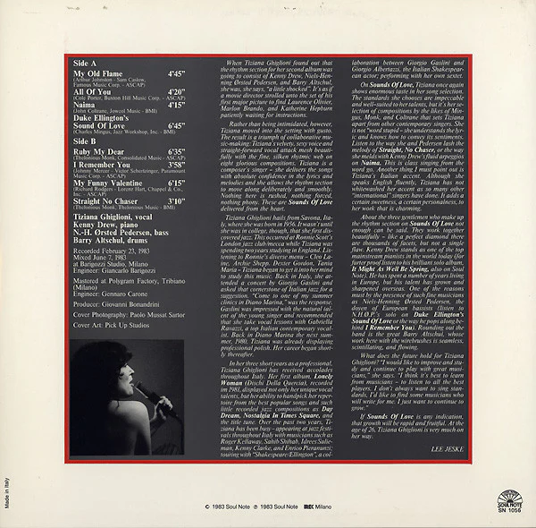 Tiziana Ghiglioni – Sounds Of Love (VG/VG+) – LP, IT 1983 - Image 2