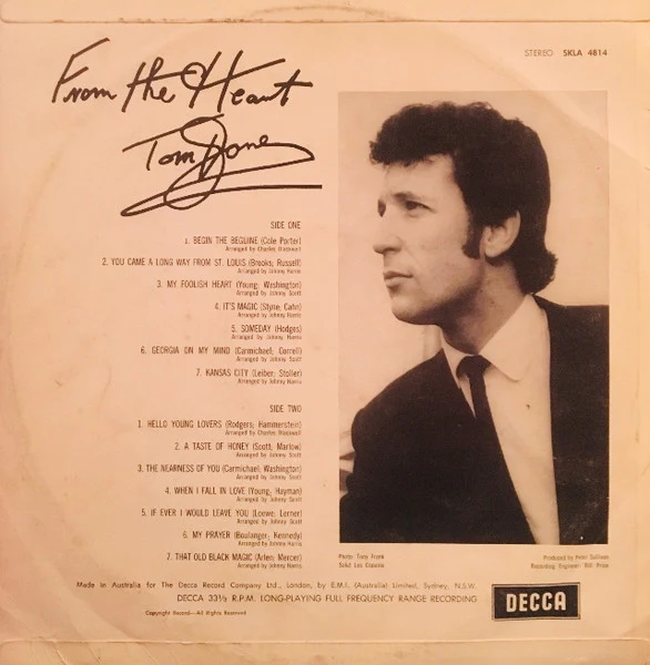 Tom Jones – From The Heart (VG+/VG+) – LP, AU 1966 - Image 2