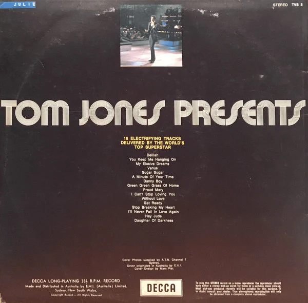 Tom Jones – Tom Jones Presents... (VG/VG+) – LP, AU 1971 - Image 2