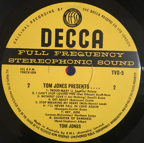 Tom Jones – Tom Jones Presents... (VG/VG+) – LP, AU 1971 - Image 4
