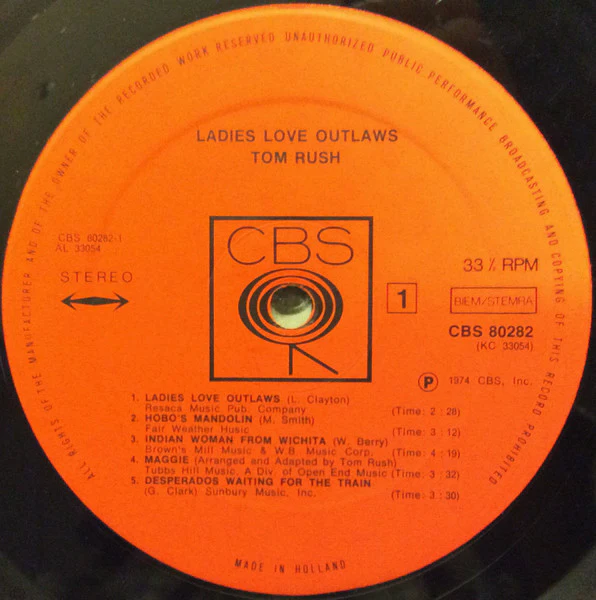Tom Rush – Ladies Love Outlaws (VG+/VG+) – LP, EU 1974 - Image 3