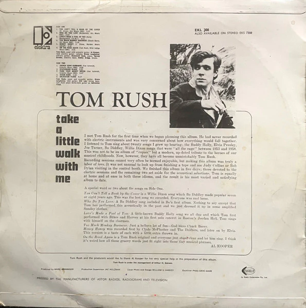 Tom Rush – Take A Little Walk With Me (VG+/VG) – LP, AU 1966 - Image 2