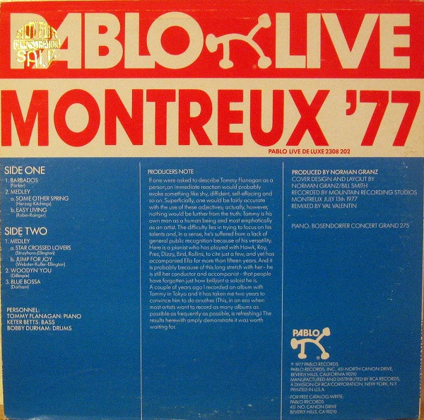 Tommy Flanagan Trio – Montreux '77 (VG+/VG+) – LP, US 1977 - Image 2