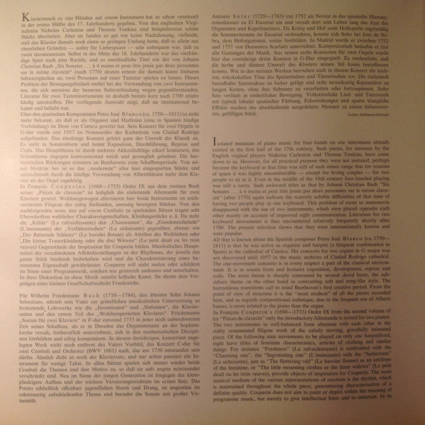 Ton Koopman, Anneke Uittenbosch – Werke Für Zwei Cembali Works For Two Harpsichords/Oeuvres Pour Deux Clavecins (NM/E) – LP, DE - Image 5