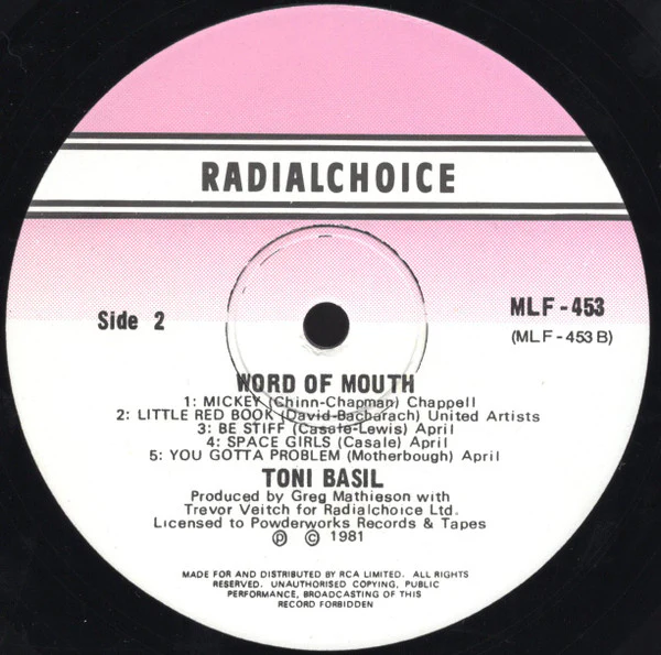 Toni Basil – Word Of Mouth (VG+/VG+) – LP, AU 1981 - Image 4