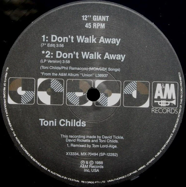 Toni Childs – Don't Walk Away (VG/VG+) – 12", AU 1988 - Image 4