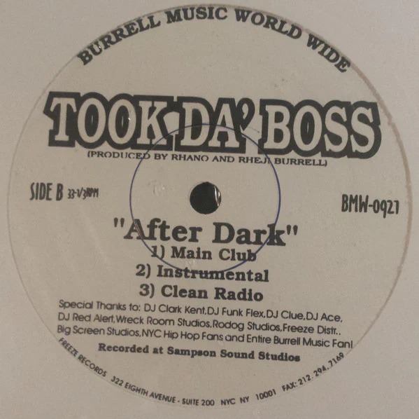 Took Da' Boss – Let's F**k Tonite / After Dark (VG/Generic) – 12", US - Image 2