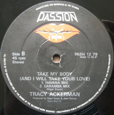Tracy Ackerman – Take My Body (And I Will Take Your Love) (VG/VG+) – 12", UK 1987 - Image 4