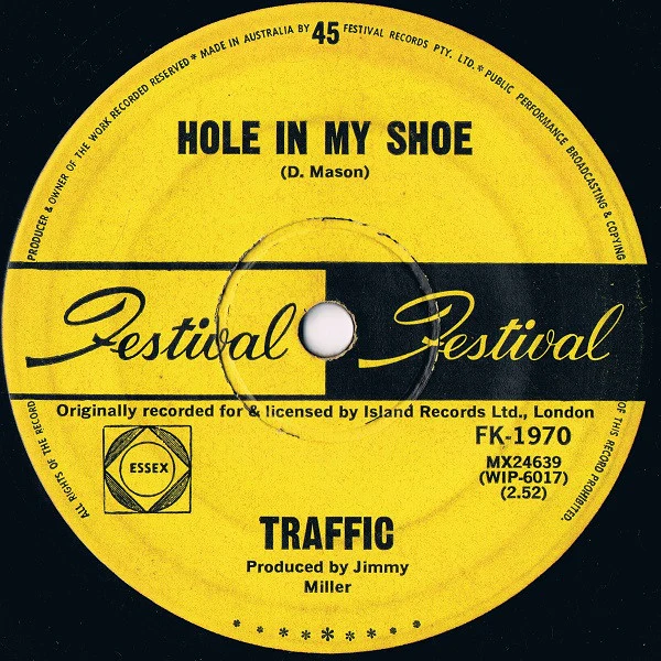 Traffic – Hole In My Shoe (VG+/Generic) – 7", AU 1967