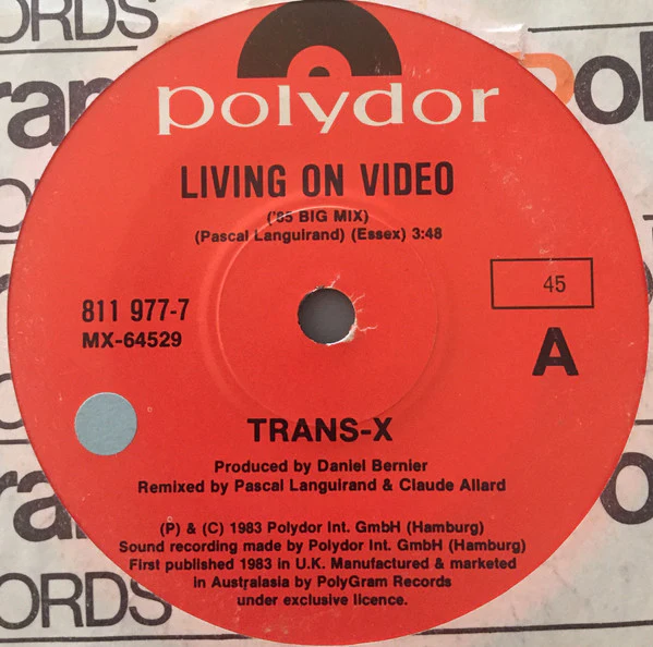 Trans-X – Living On Video (VG/Generic) – 7", Australasia 1983
