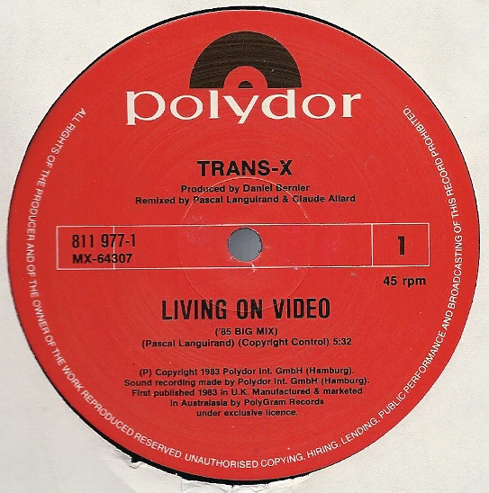 Trans-X – Living On Video ('85 Big Mix) (VG/VG) – 12", Australasia 1985 - Image 3