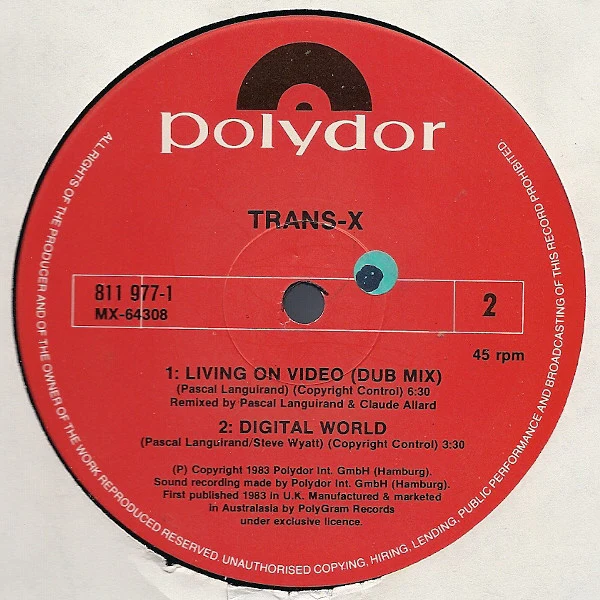 Trans-X – Living On Video ('85 Big Mix) (VG/VG) – 12", Australasia 1985 - Image 4